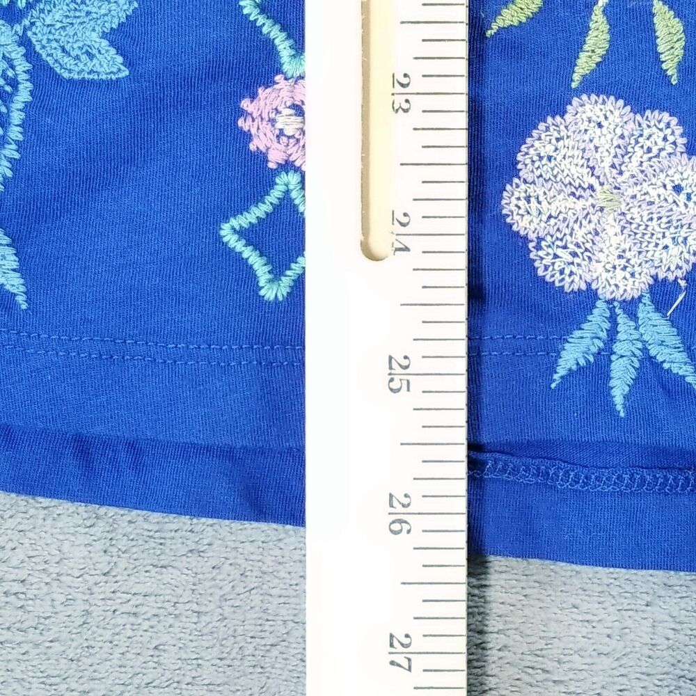 Johnny Was Oriel Flutter Sleeve Tee Shirt Size XS Blue Embroidered Boho Chic NEW - Picture 8 of 11